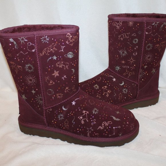 NIB CLASSIC SHORT WOMEN'S UGG ZODIAC SUEDE SHEARLING BOOTS - Picture 5 of 8